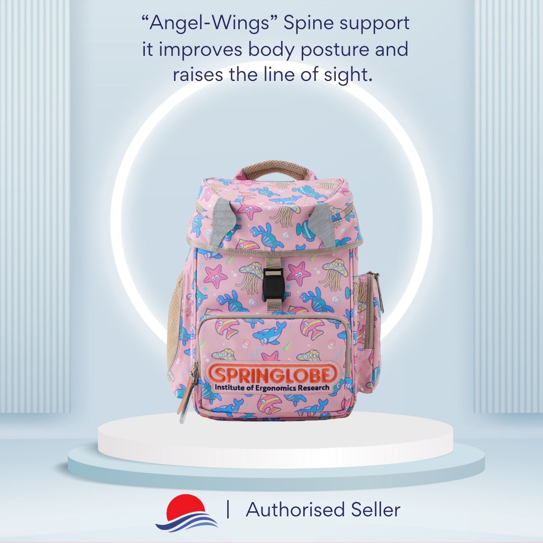 Seiban Springlobe school bag in Pink Marin design