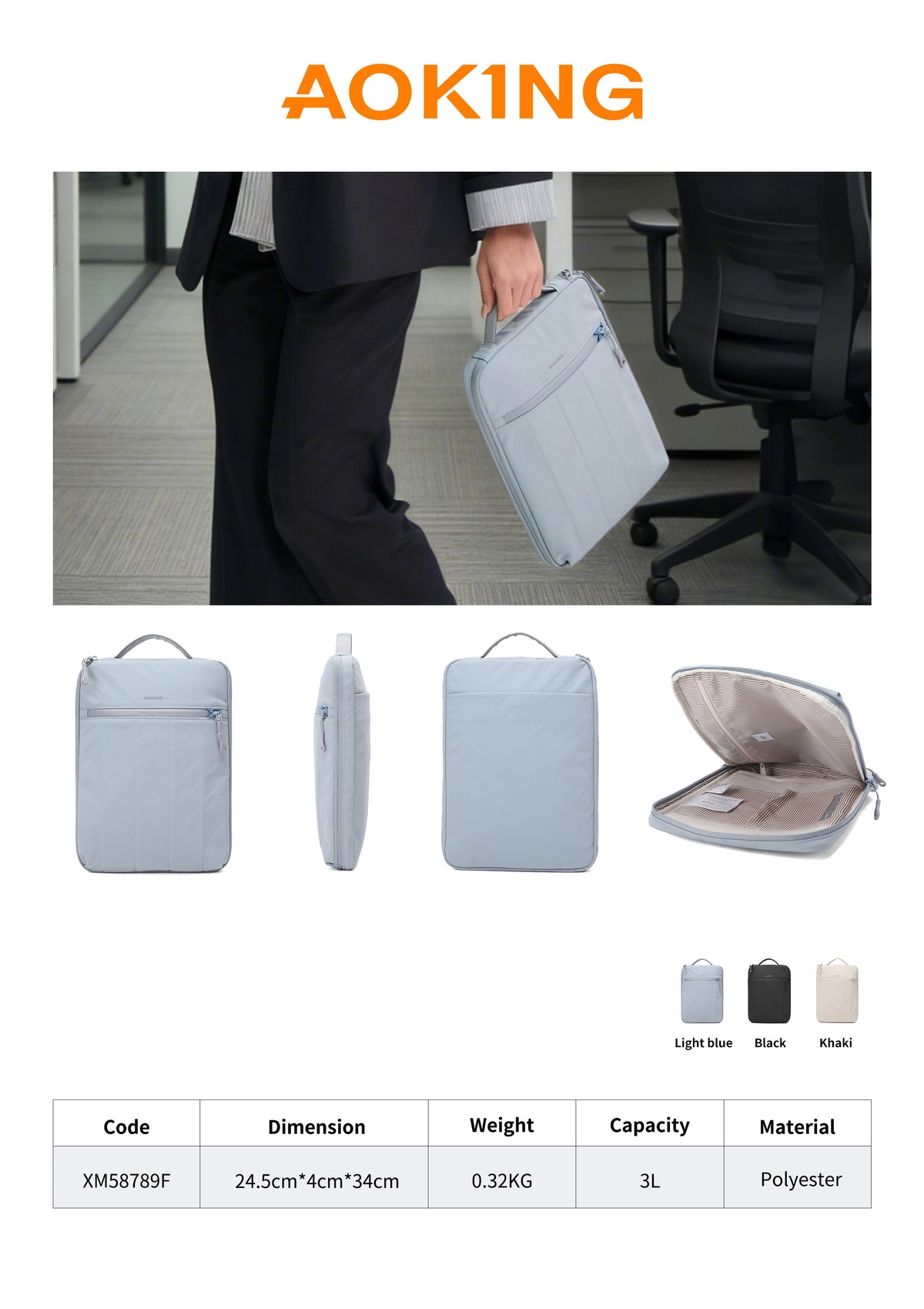 AOKING Ultra-Slim Laptop Briefcase XM58789F, photo 12