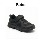 Spike black kids school shoes with Velcro straps