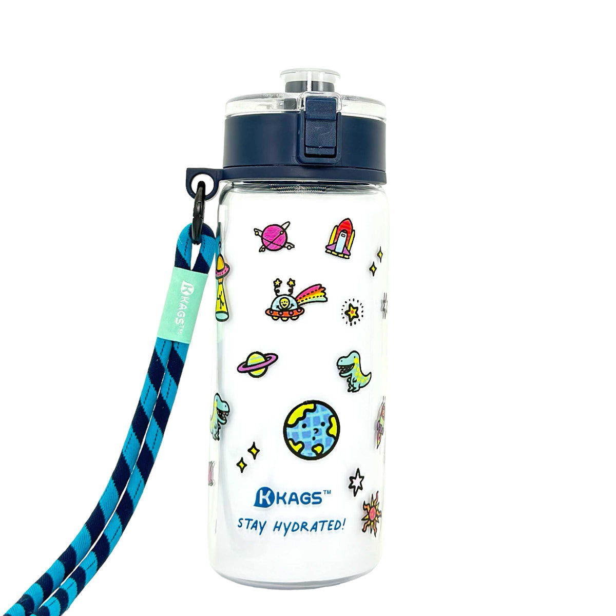 KAGS AquaRecharge 600ml Tritan water bottle, cartoon series, with crossbody strap, photo 3