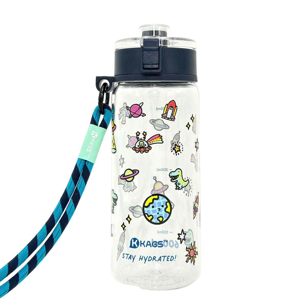 KAGS AquaRecharge 600ml Tritan water bottle, cartoon series, with crossbody strap, photo 2