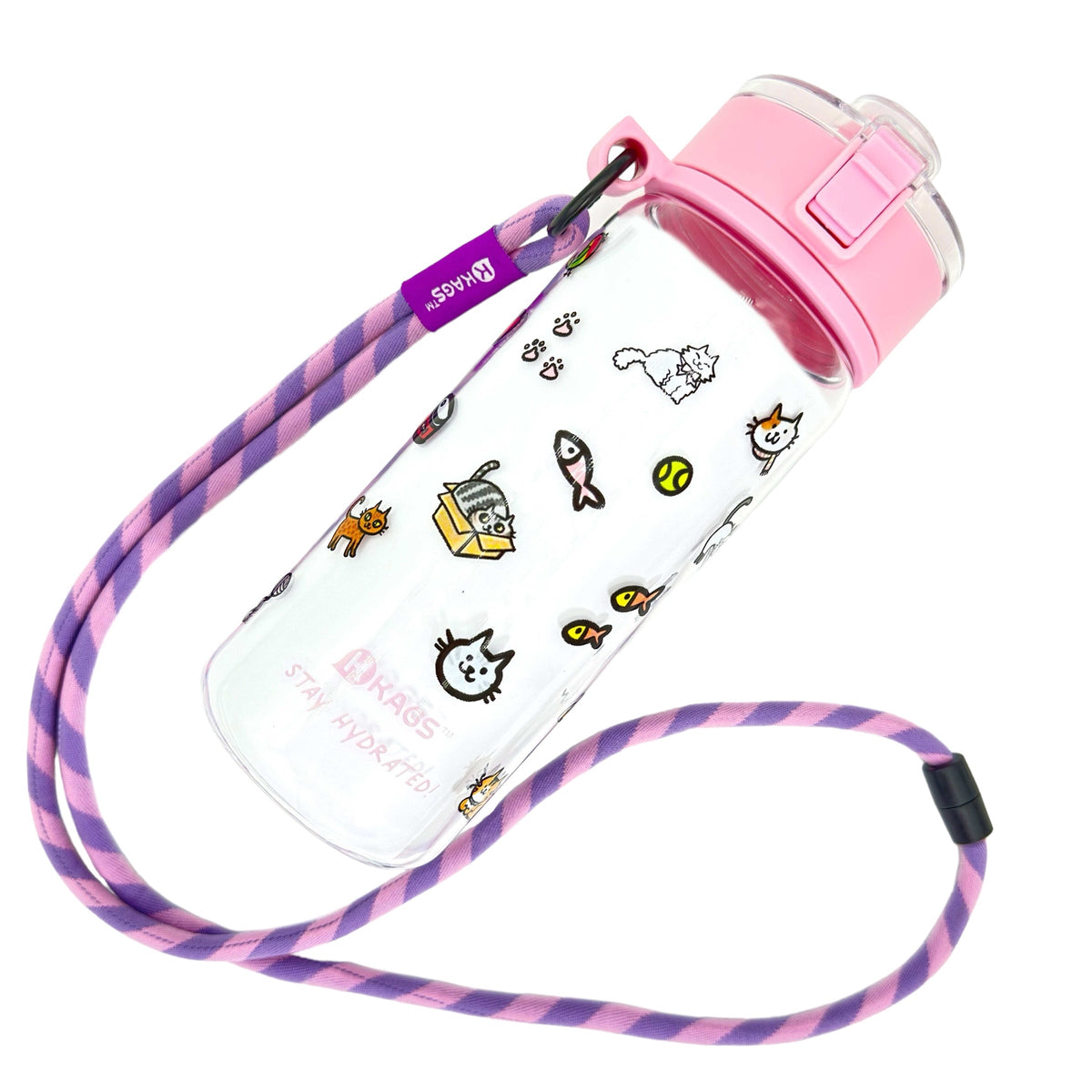 KAGS AquaRecharge 600ml Tritan water bottle, cartoon series, with crossbody strap, photo 24