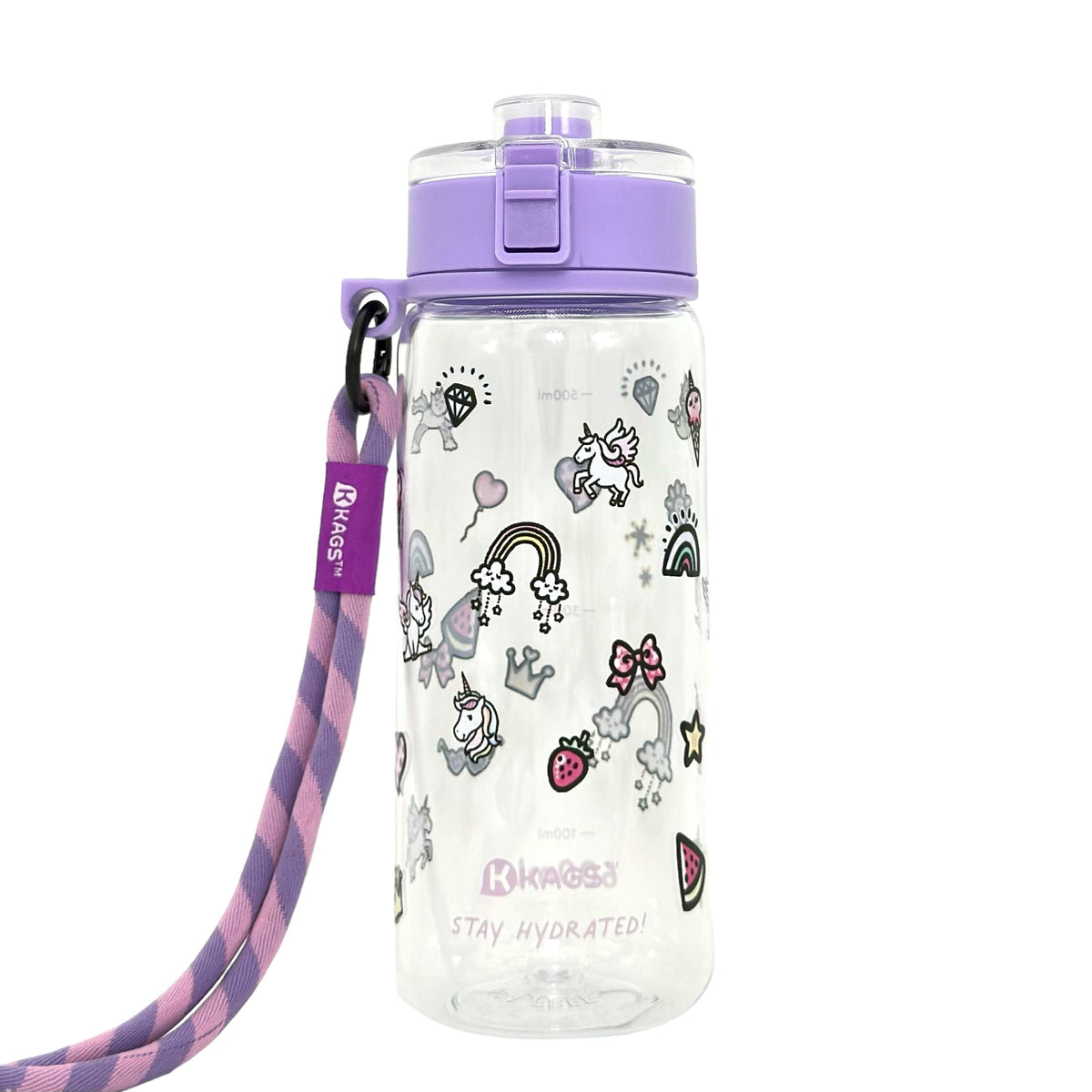 KAGS AquaRecharge 600ml Tritan water bottle, cartoon series, with crossbody strap, photo 19