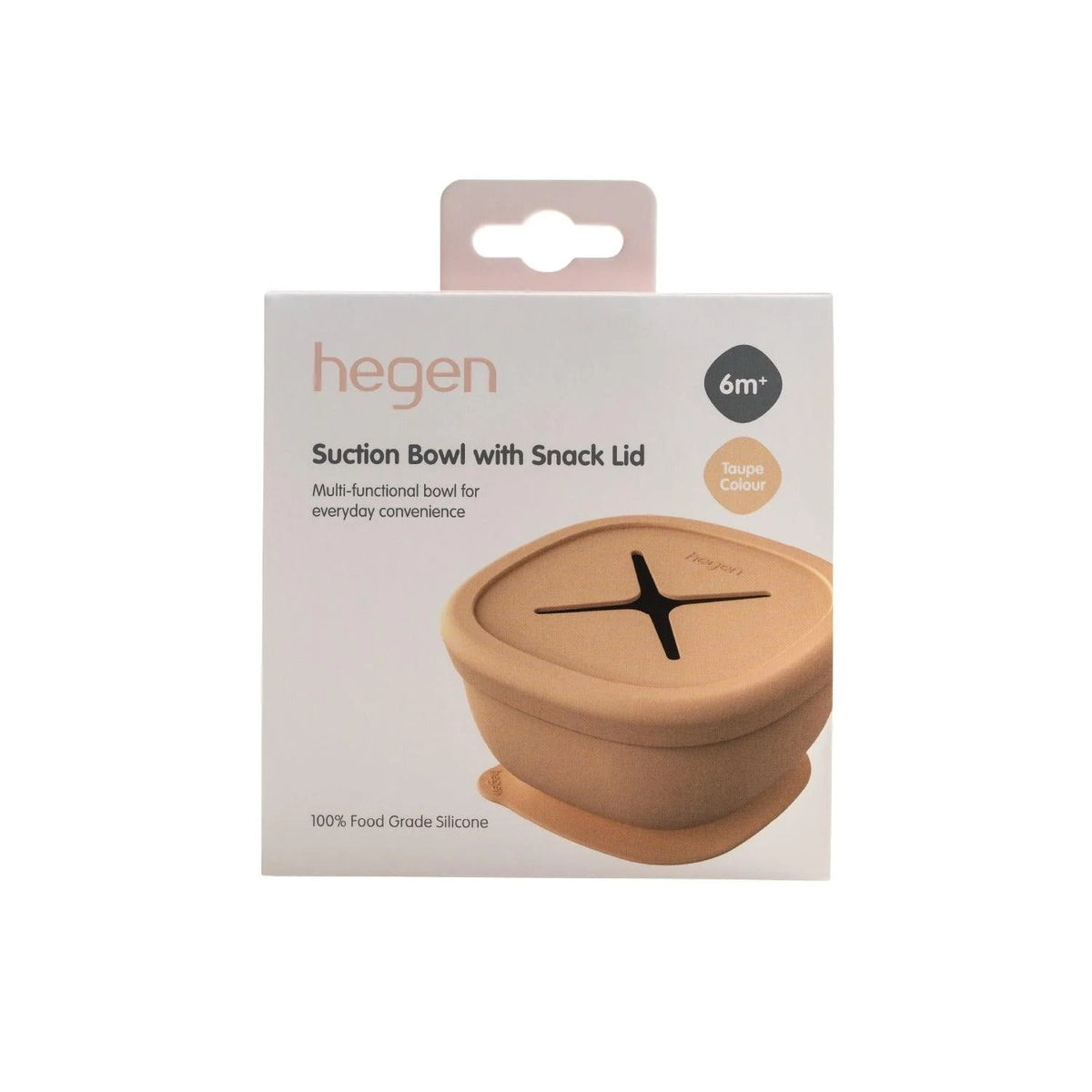Hegen silicone suction bowl with snack lid in taupe, photo 3