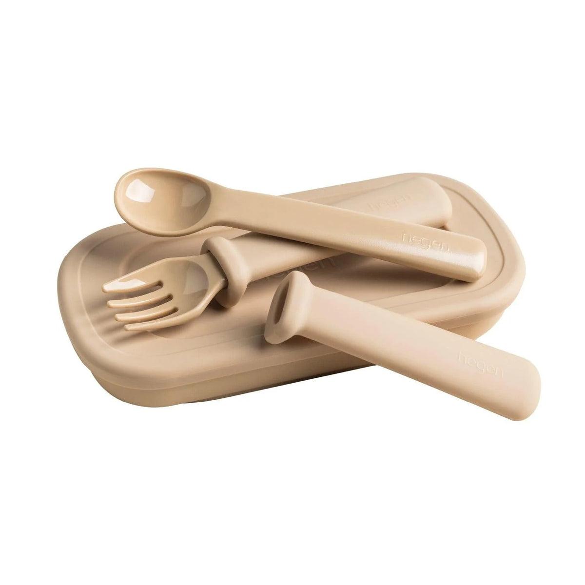 Hegen Mealtime Starter Kit in taupe with foldable placemat, photo 3