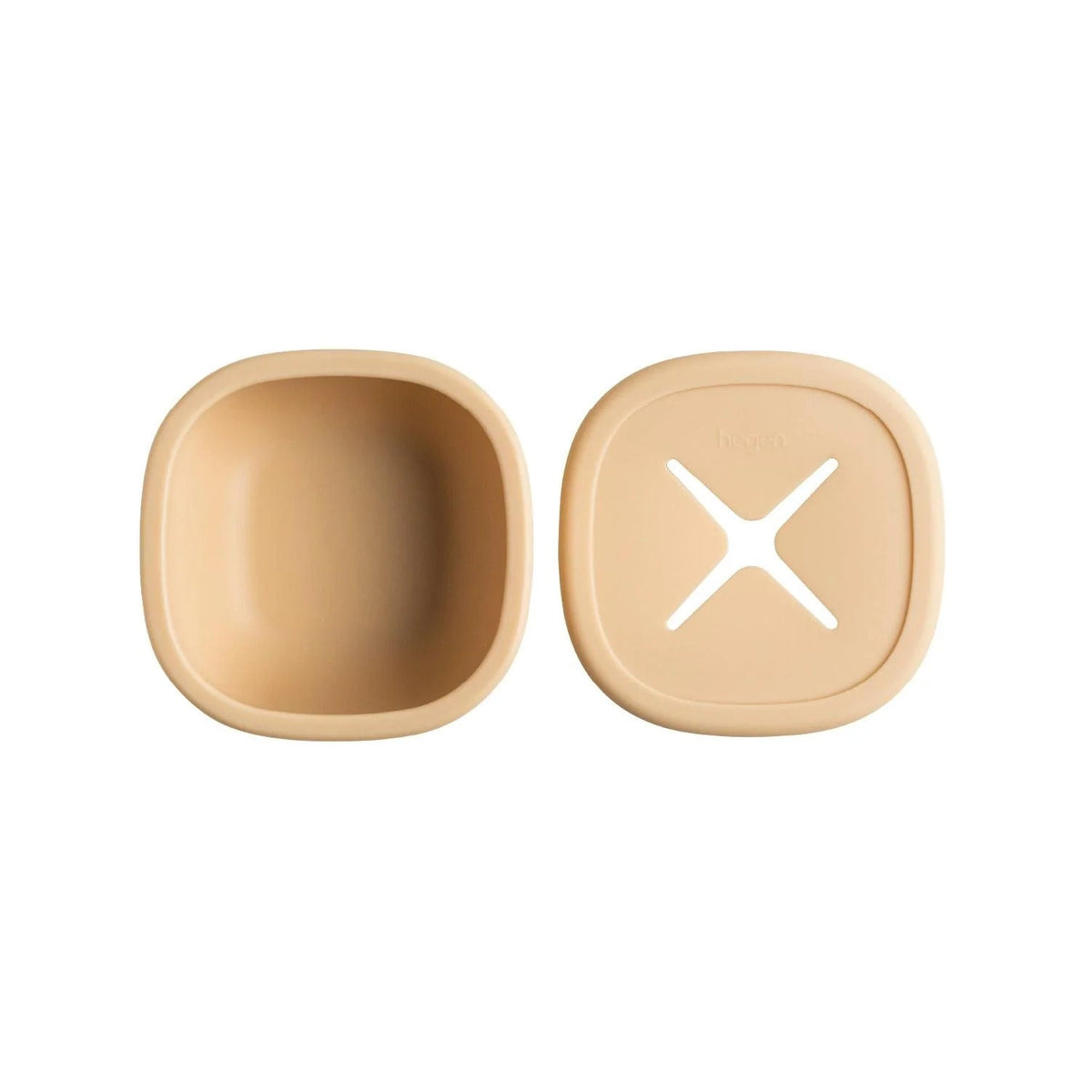 Hegen silicone suction bowl with snack lid in taupe