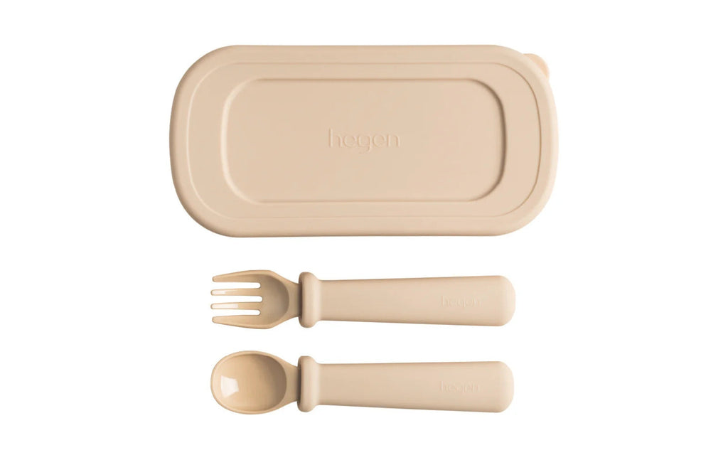 Hegen multi-stage fork and spoon with case in taupe