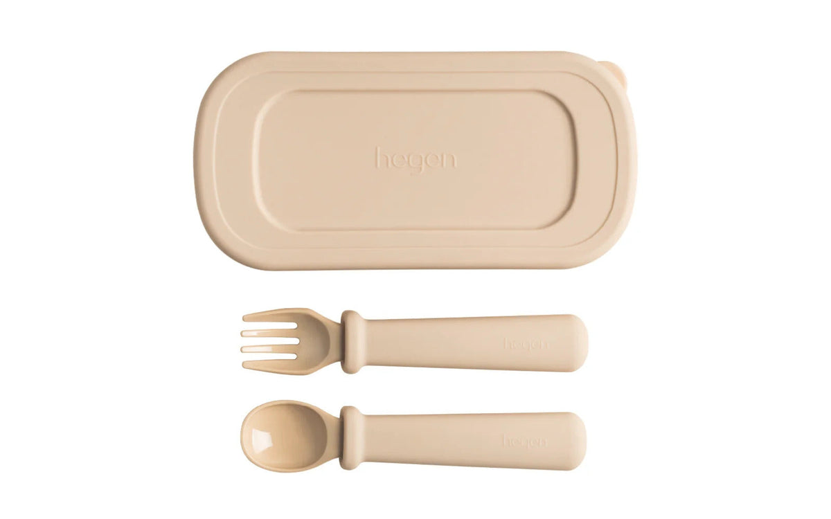 Hegen multi-stage fork and spoon with case in taupe