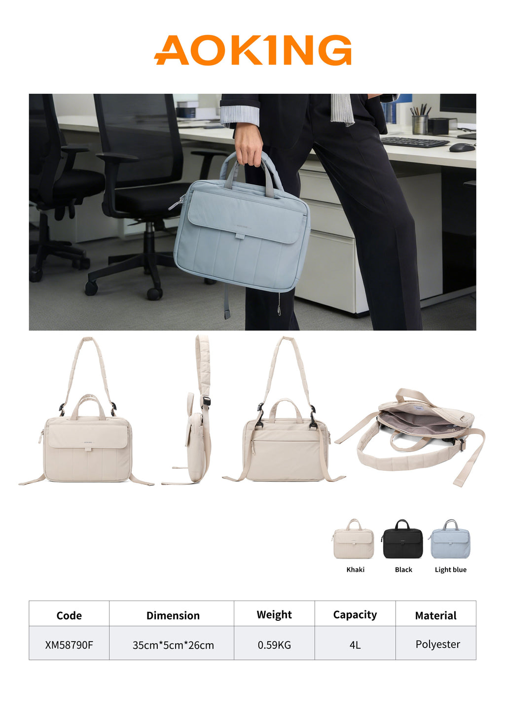 AOKING Ultra-Slim Laptop Shoulder Bag XM58790F, photo 11