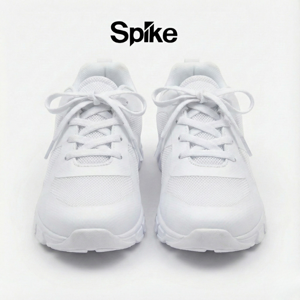 Spike white lace-up kids school shoes, photo 3