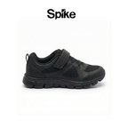 Spike black kids school shoes with Velcro straps, photo 2
