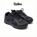 Spike black lace-up kids school shoes
