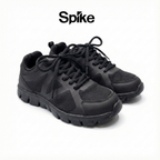 Spike black lace-up kids school shoes