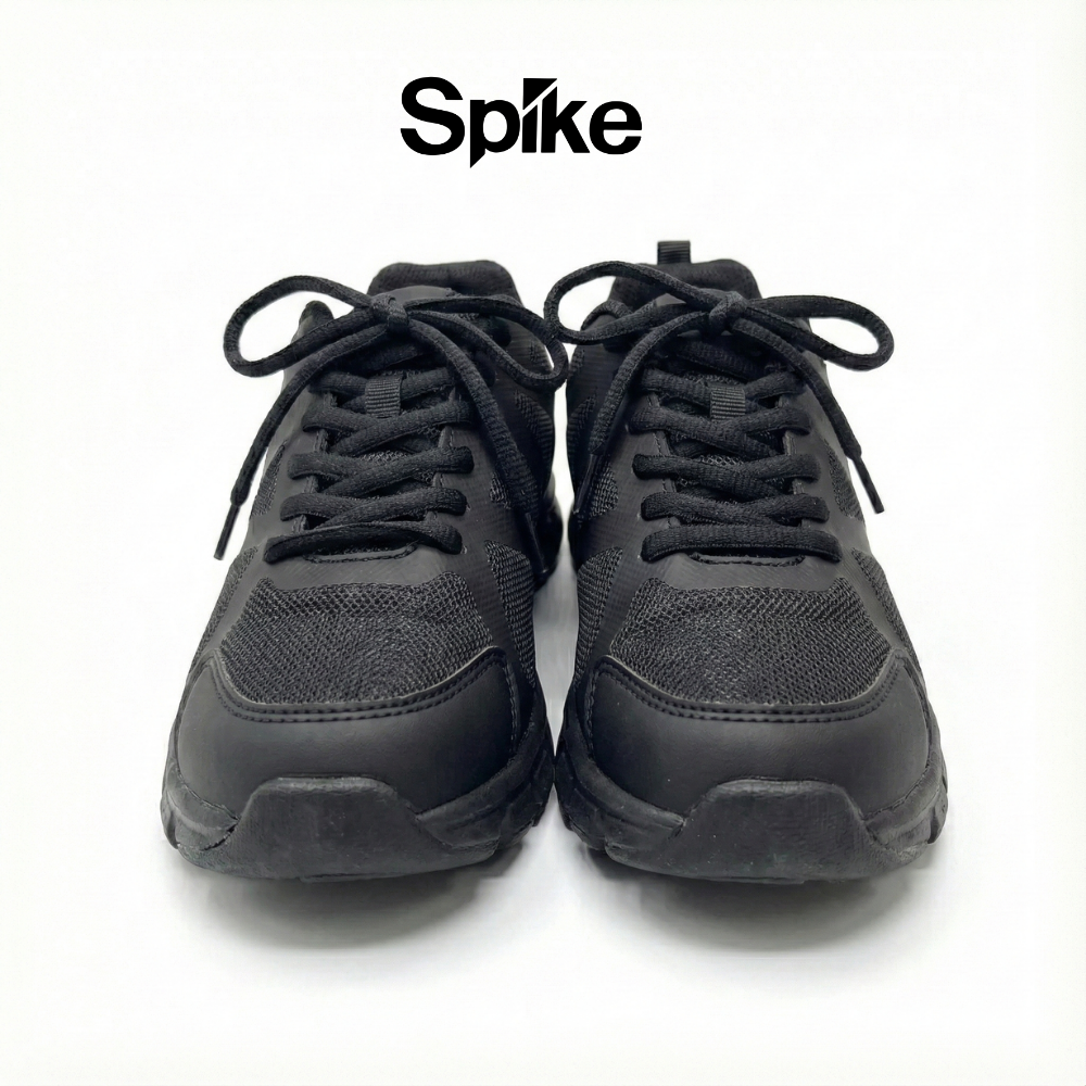 Spike black lace-up kids school shoes, photo 3