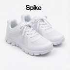Spike white lace-up kids school shoes