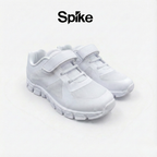 Spike white kids school shoes with Velcro straps