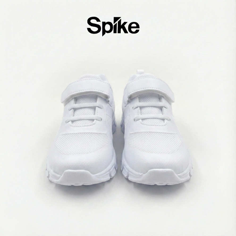 Spike white kids school shoes with Velcro straps, photo 3