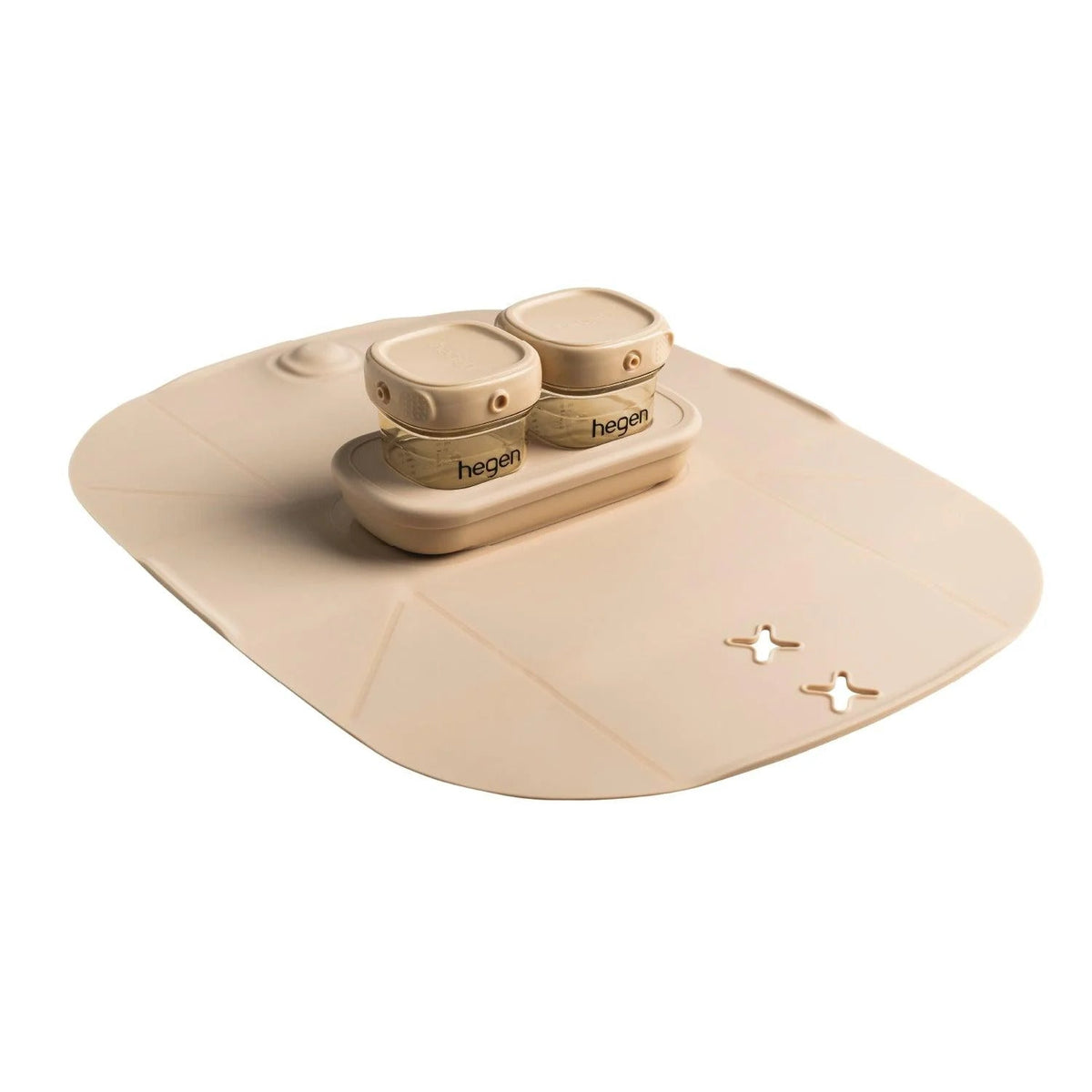 Hegen Mealtime Starter Kit in taupe with foldable placemat, photo 2