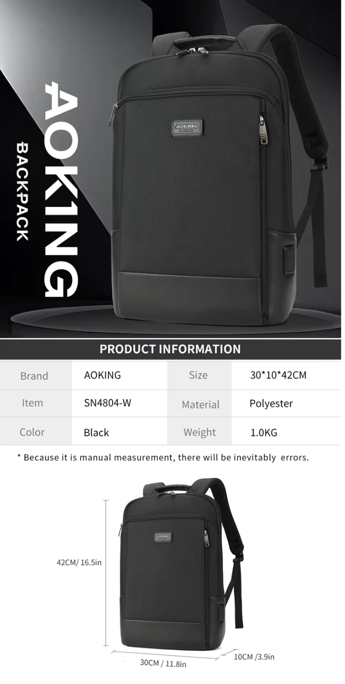 AOKING Laptop Backpack Black SN4804-W, photo 2