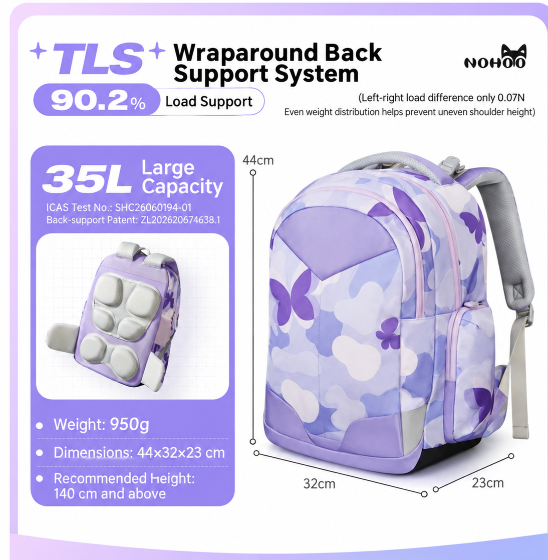 Nohoo Star Academy Max 35L school backpack, photo 3
