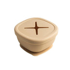 Hegen silicone suction bowl with snack lid in taupe, photo 2